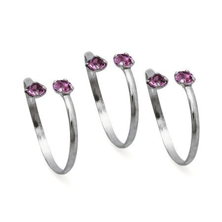 Anel de Falange Prata Ponto Luz Rosa (KIT)